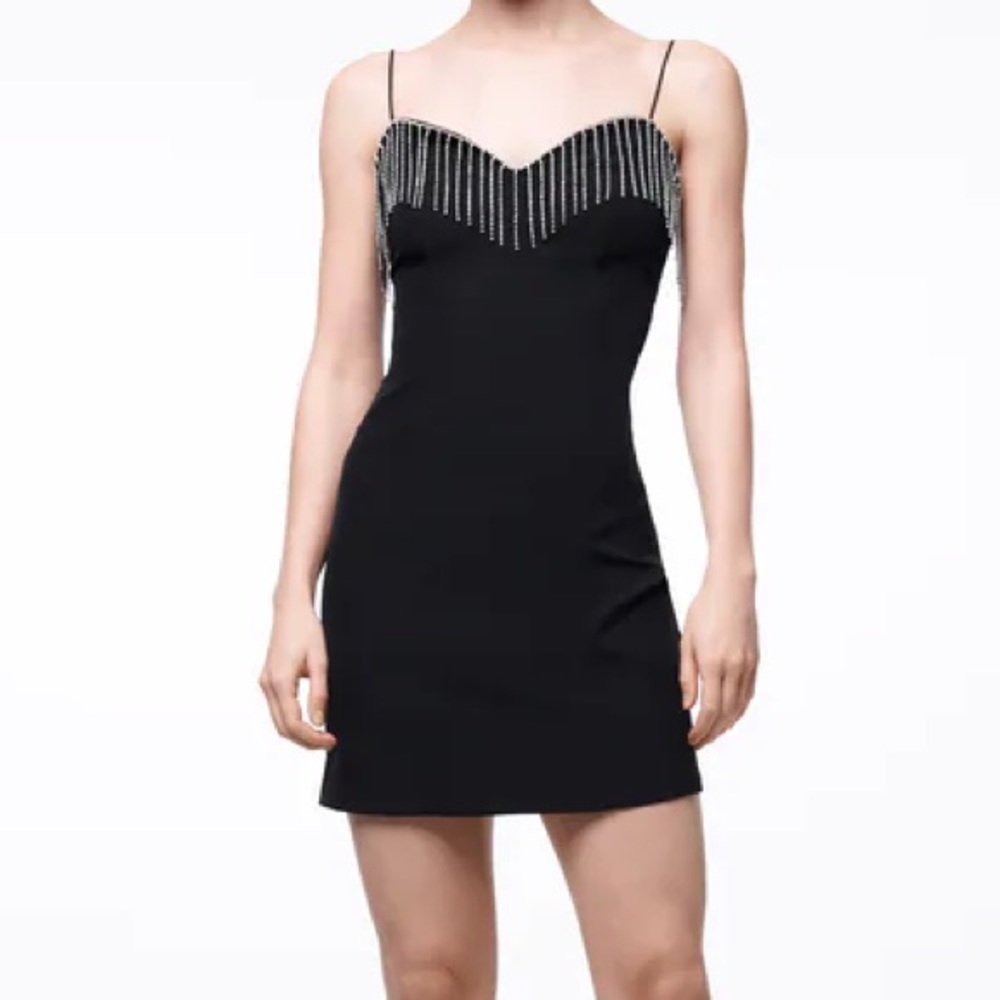 Rhinestone Fringe Mini Dress